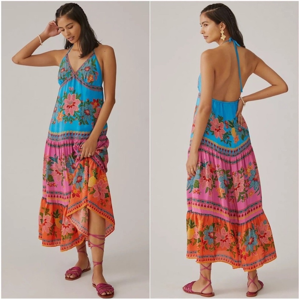 SOLD NWT Farm rio for Anthropologie halter maxi dress🌴🍍🌺